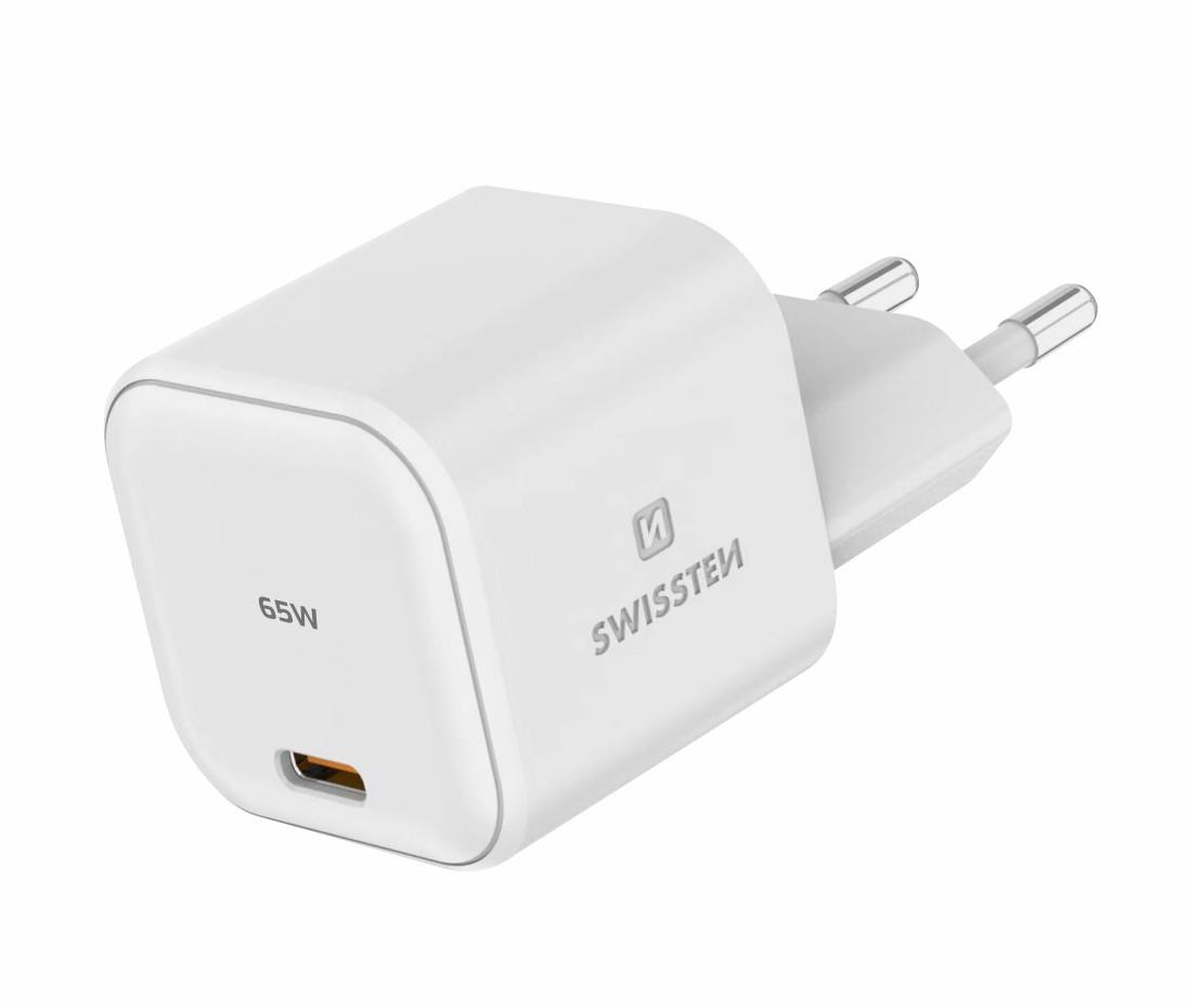 Swissten síťový adaptér GaN 1x USB-C 65W Power Delivery bílý