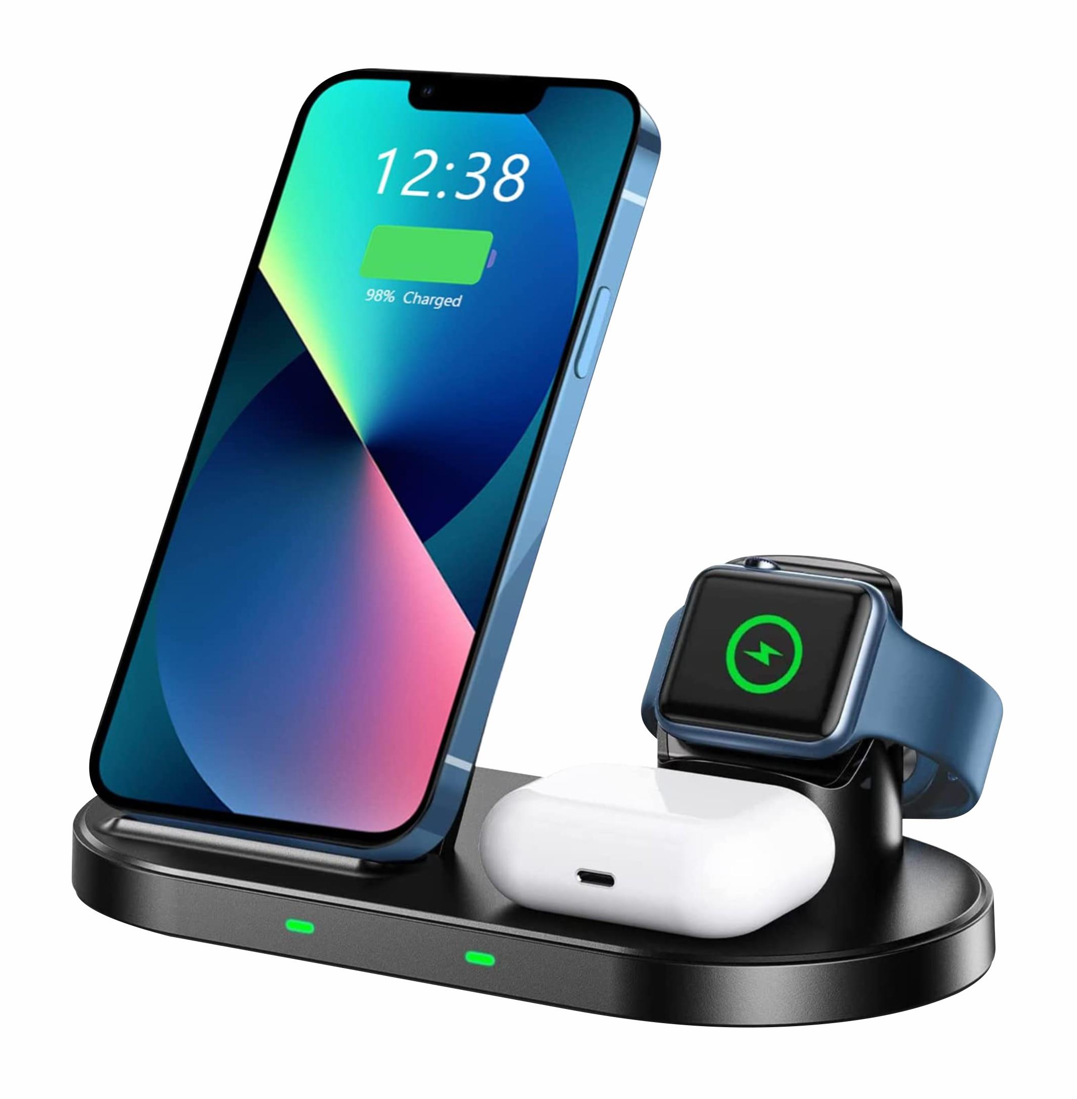 Swissten wireless nabíječka 3v1 Stand pro Apple a Samsung černá