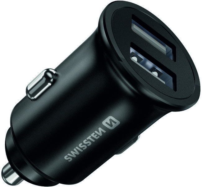 Swissten CL adaptér 2x USB 4.8A Metal černý