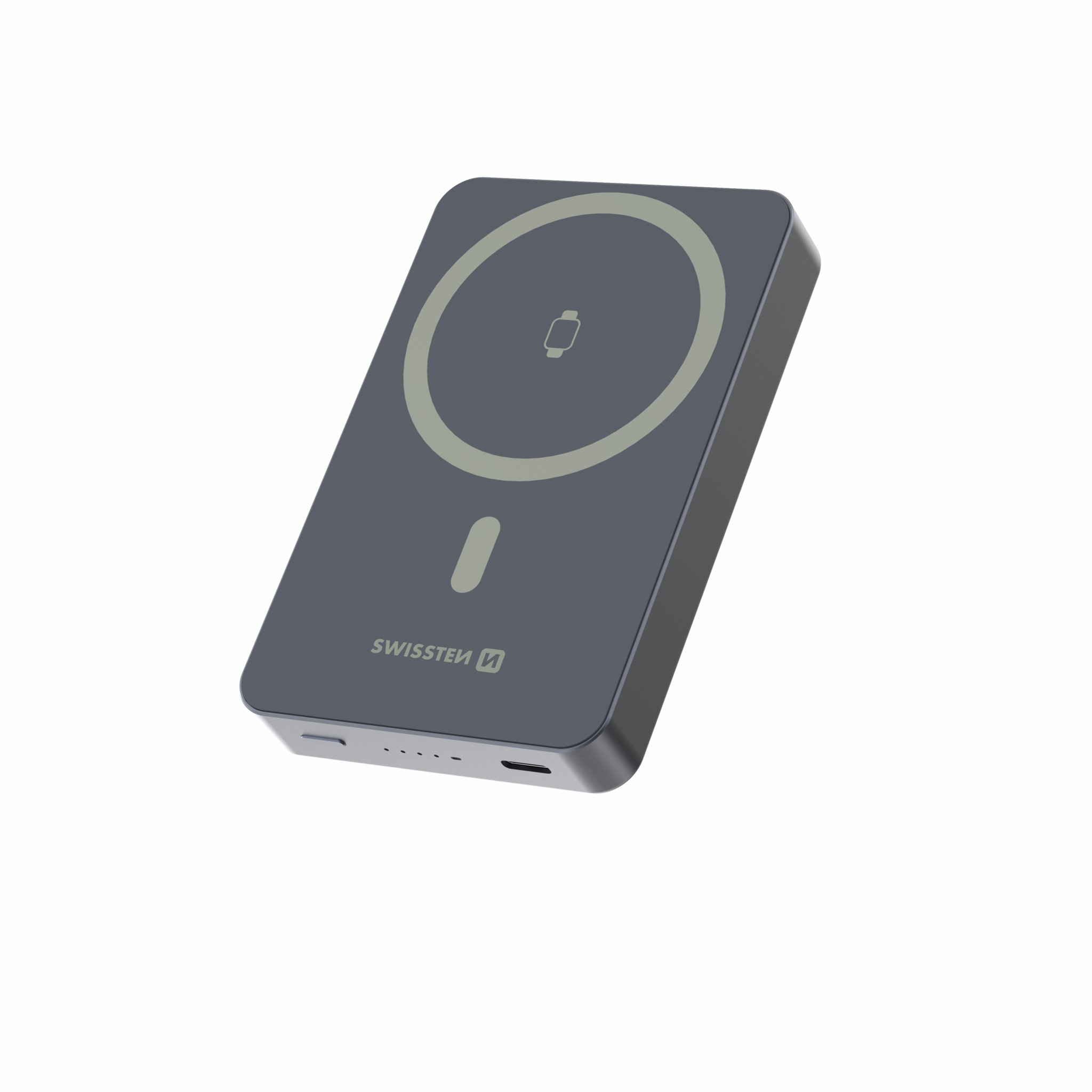 Swissten Power Bank Fusion 10.000mAh s nabíjením Apple Watch (kompatibilní s MagSafe) Stříbrná