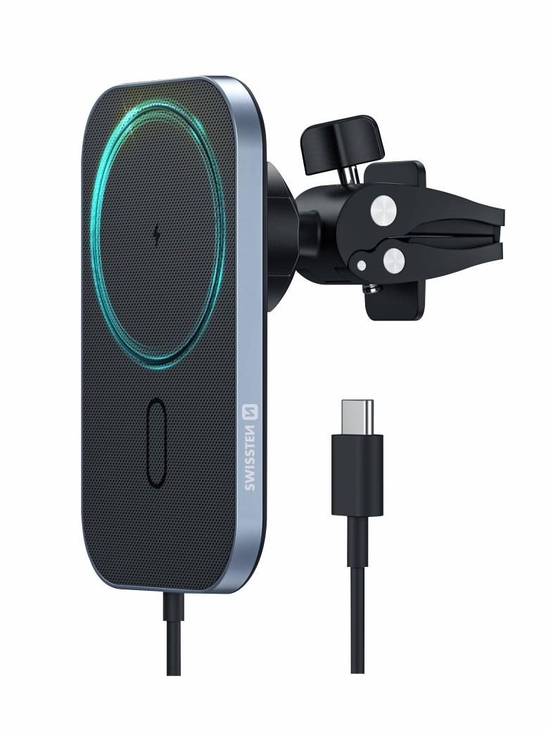Swissten magnetický držák do auta s bezdrátovým nabíjením 15W