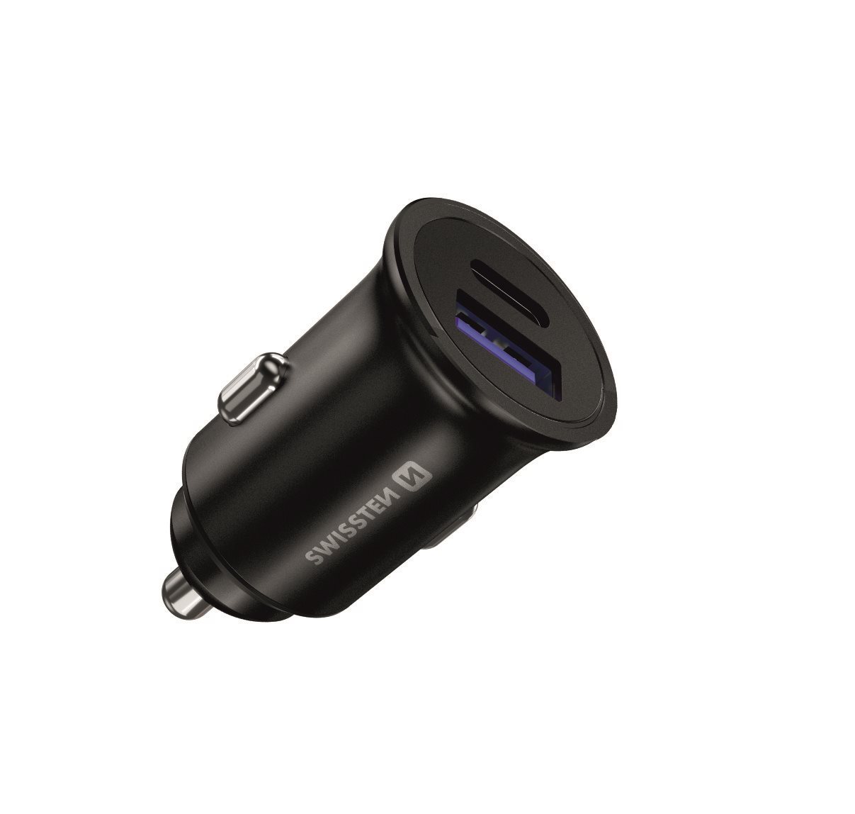 Swissten CL adaptér Power Delivery USB-C + Quick Charge 3.0 36W metal černá