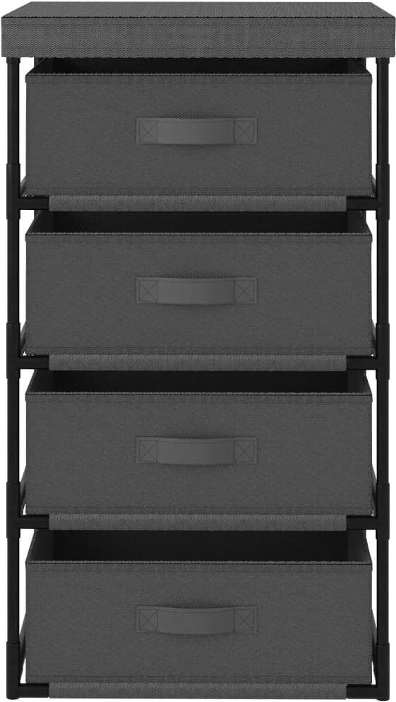 Úložný se 4 textilními košíky ocel šedý 322623