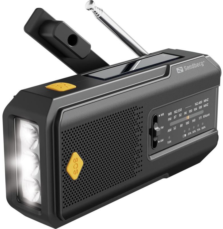 Sandberg Surviovor All-in-1 2000 mAh, FM/AM rádio s dalšími funkcemi, černá