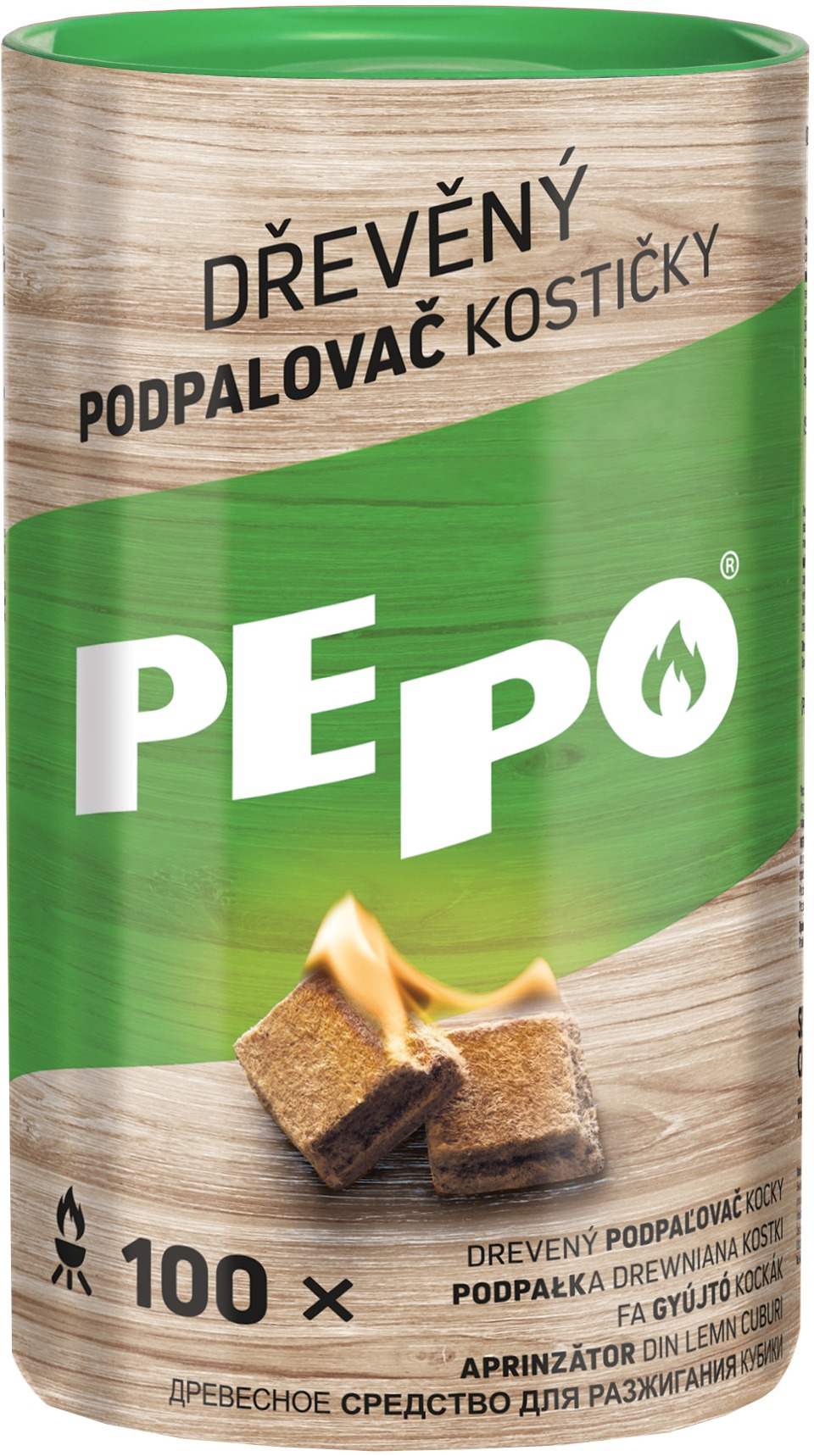 PE-PO Dřevěný podpalovač kostičky 100 ks