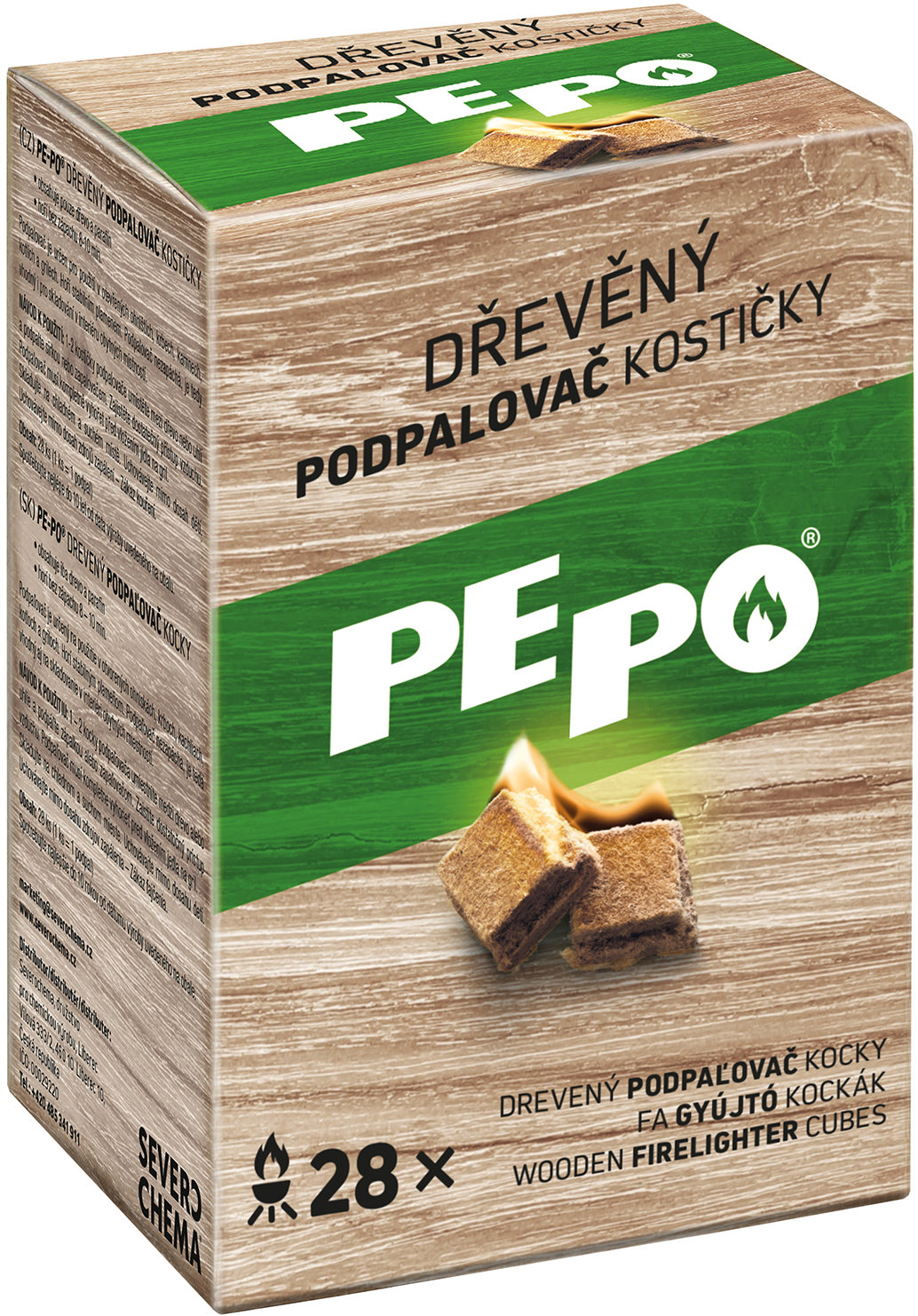 PE-PO Dřevěný podpalovač kostičky 28 ks