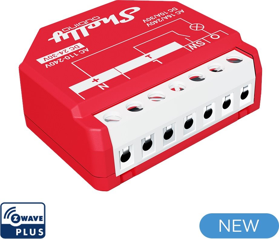Shelly Wave 1PM, spínací modul, Z-Wave