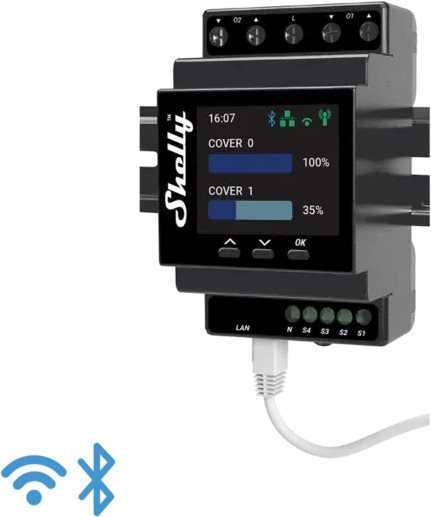 Shelly Pro Dual Cover PM, roletový modul na DIN lištu, WiFi, LAN