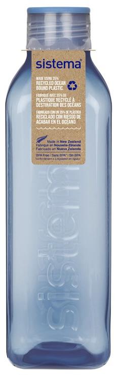 Sistema® Ocean Bound Láhev Square šroubovací víčko 1 l, modrá