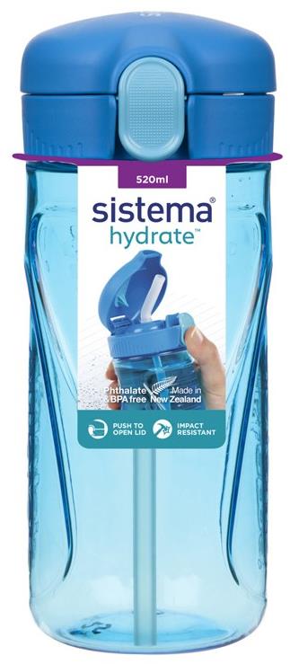 Sistema® Hydrate™ Láhev Quick Flip Top s brčkem 520 ml, modrá