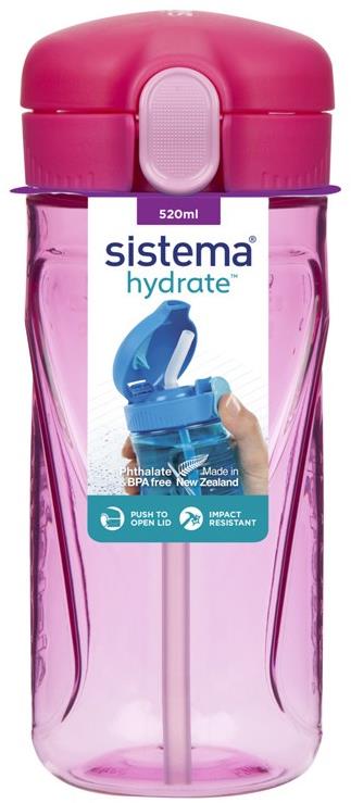 Sistema® Hydrate™ Láhev Quick Flip Top s brčkem 520 ml, růžová