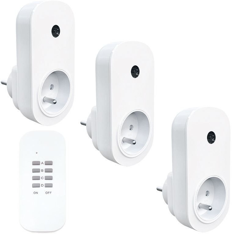 Solight dálkově ovládané zásuvky set 3 + 1, 3 zásuvky, 1 ovladač