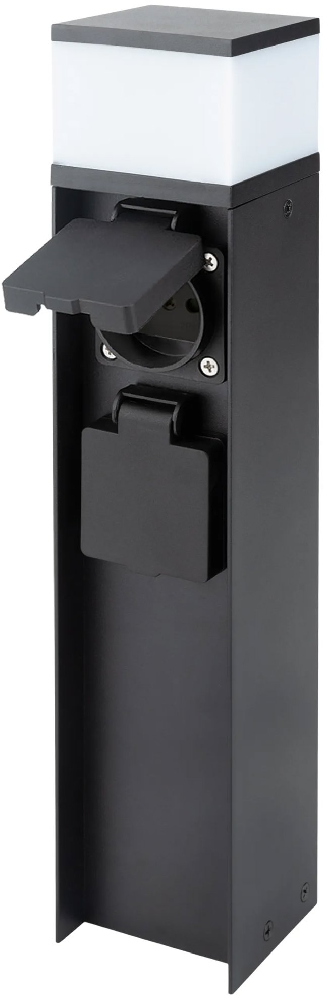 Solight sloupek IP44 s LED osvětlením, hliník, 2 zásuvky