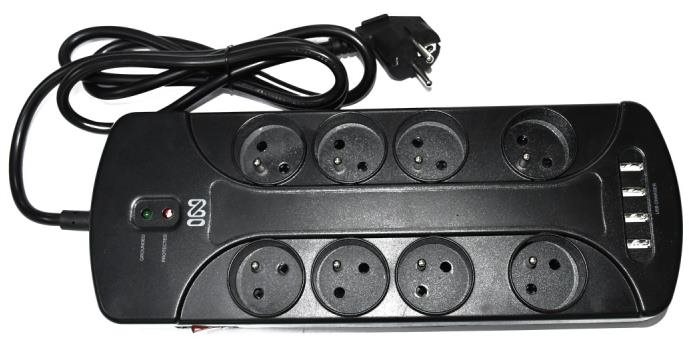 IN Přepěťová ochrana s 8 zásuvkami a 4 USB, kabel 1.5m