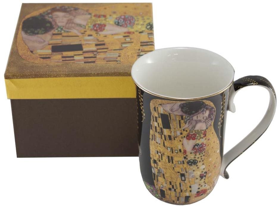 Home Elements Porcelánový hrnek 400 ml, Klimt, Polibek tmavý