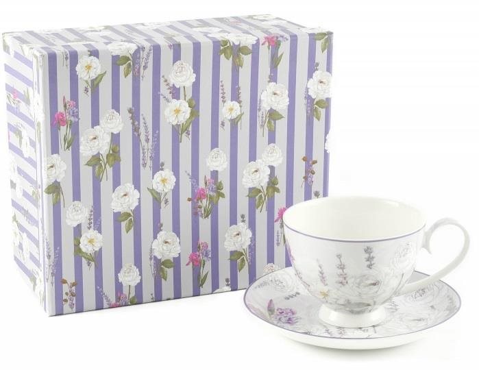 Home Elements Porcelánový šálek s podšálkem 250 ml, Levandule