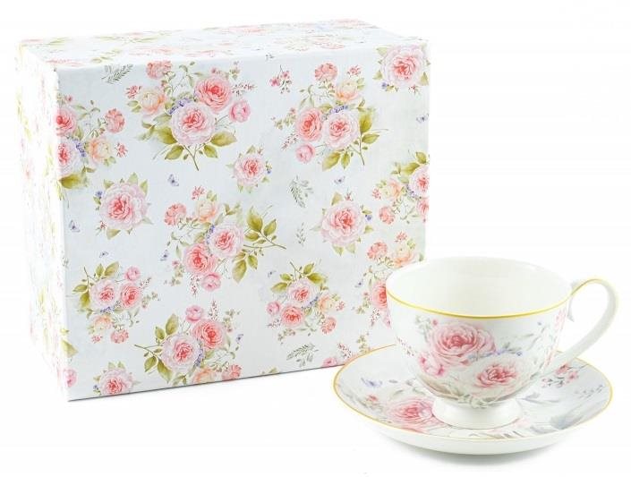 Home Elements Porcelánový šálek s podšálkem 250 ml, Růže
