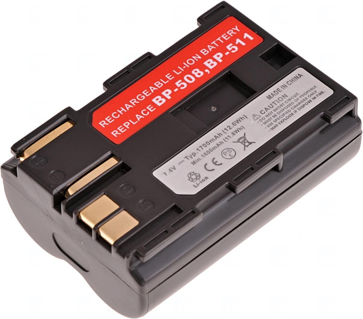 T6 power Canon BP-508, BP-511, BP-511A, BP-512, BP-514, 1700mAh, hnědá