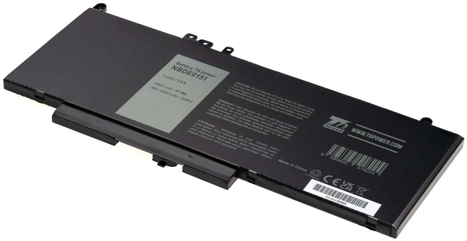 T6 Power pro Dell Latitude E5450, Li-Poly, 7,4 V, 6900 mAh (51 Wh), černá