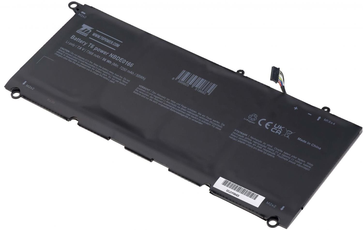 T6 Power pro Dell XPS 13 9343, Li-Poly, 7,6 V, 7368 mAh (56 Wh), černá