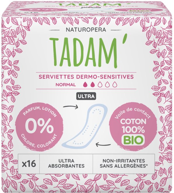 TADAM Dermo sensitivní vložky z BIO bavlny, Normal, 16 ks