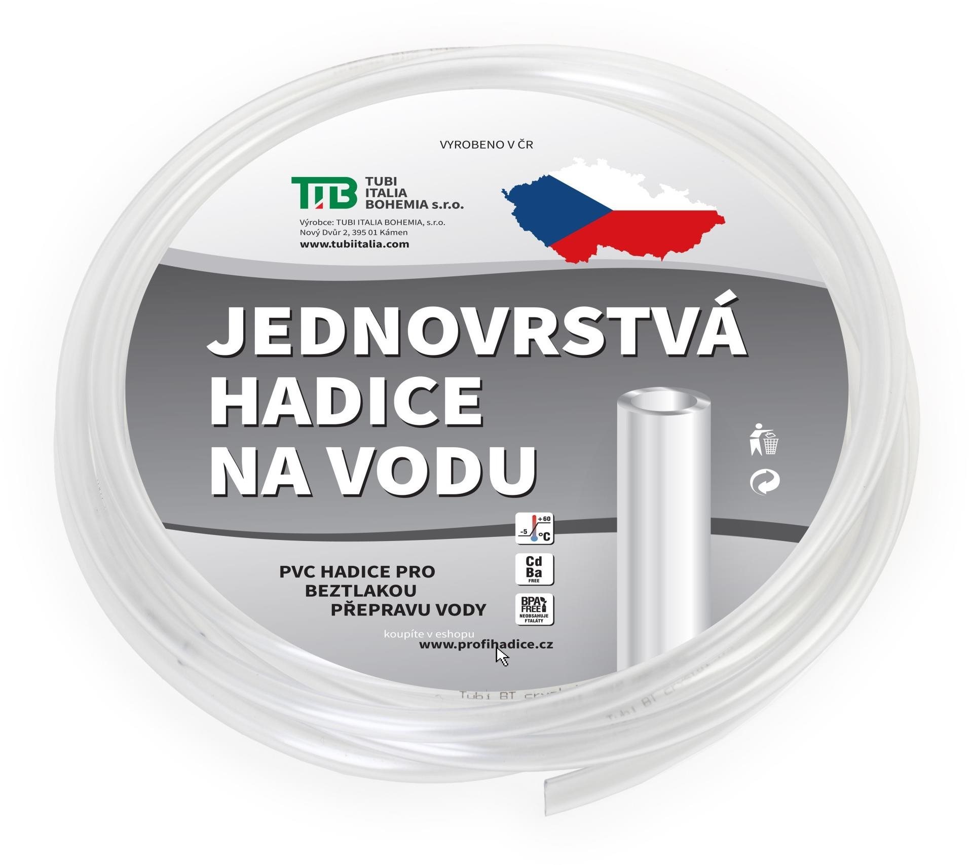 TUBI Hadice zahradní jednovrstvá 15 × 19 mm, průhledná - délka 20 m
