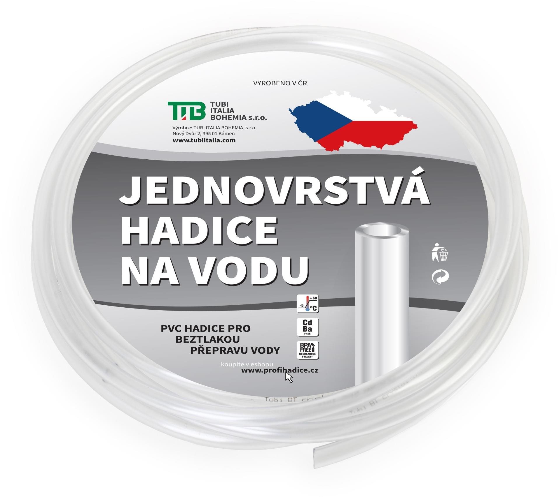 TUBI Hadice zahradní jednovrstvá 21 × 25 mm, průhledná - délka 10 m