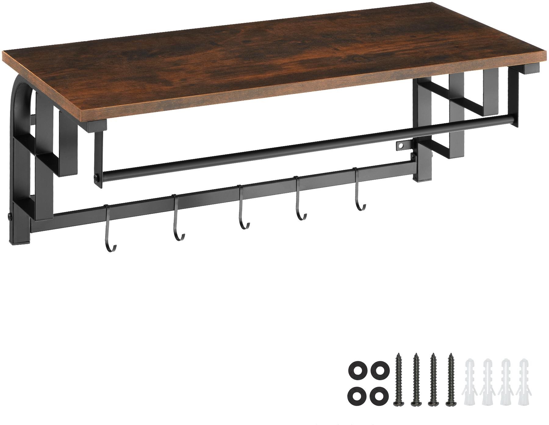 Tectake Závěsný věšák Westwood 66×30×27cm, Industrial tmavé dřevo