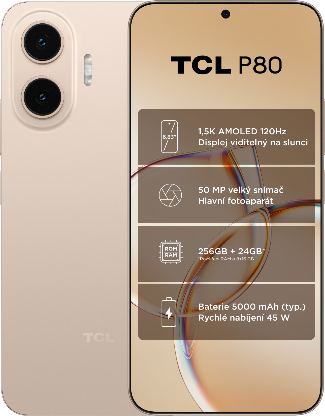 TCL P80 8GB/256GB Sunlit Gold