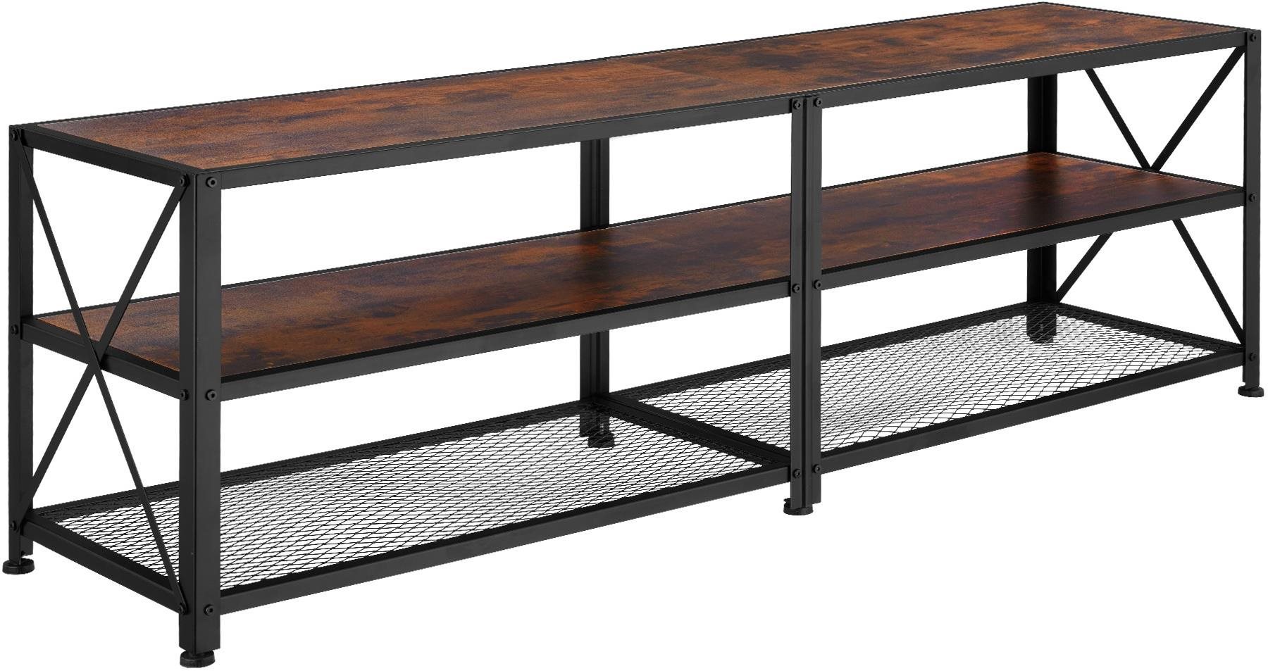 Tectake Televizní stolek - 161 cm, Industrial tmavé dřevo