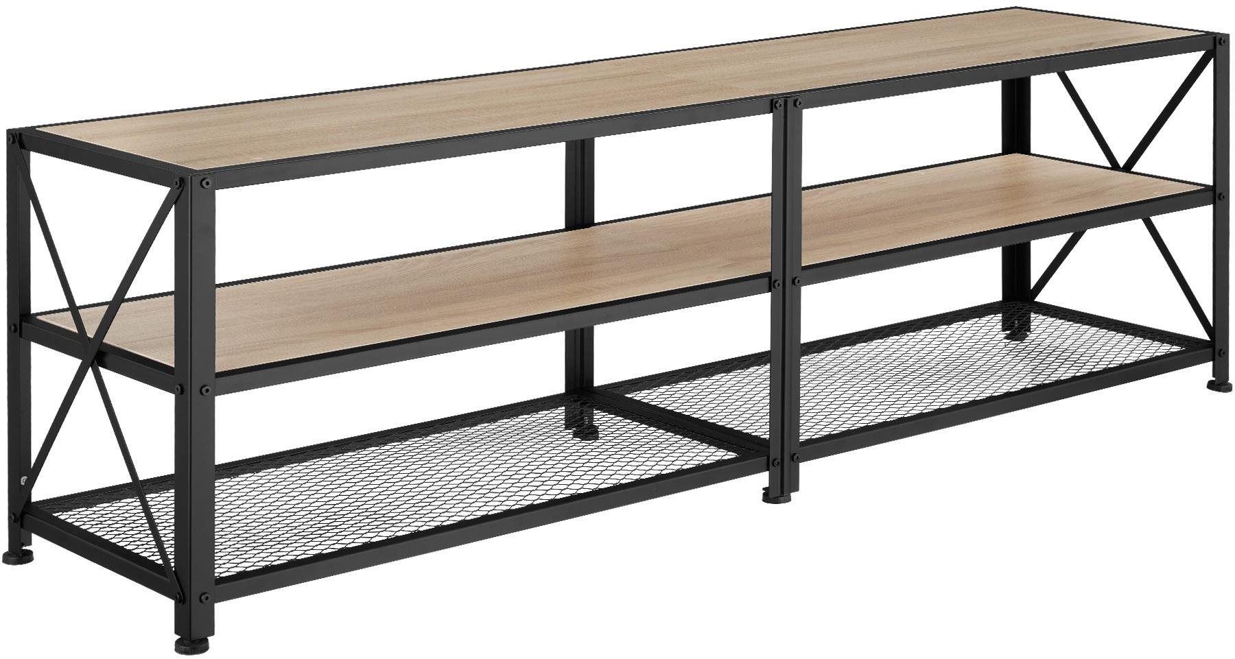 Tectake Televizní stolek - 161 cm, Industrial světlé dřevo, dub Sonoma