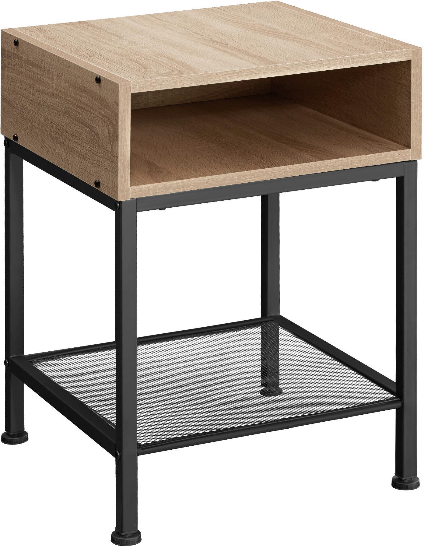 Noční stolek Harlow 40,5x40,5x52,5cm - Industrial světlé dřevo, dub Sonoma