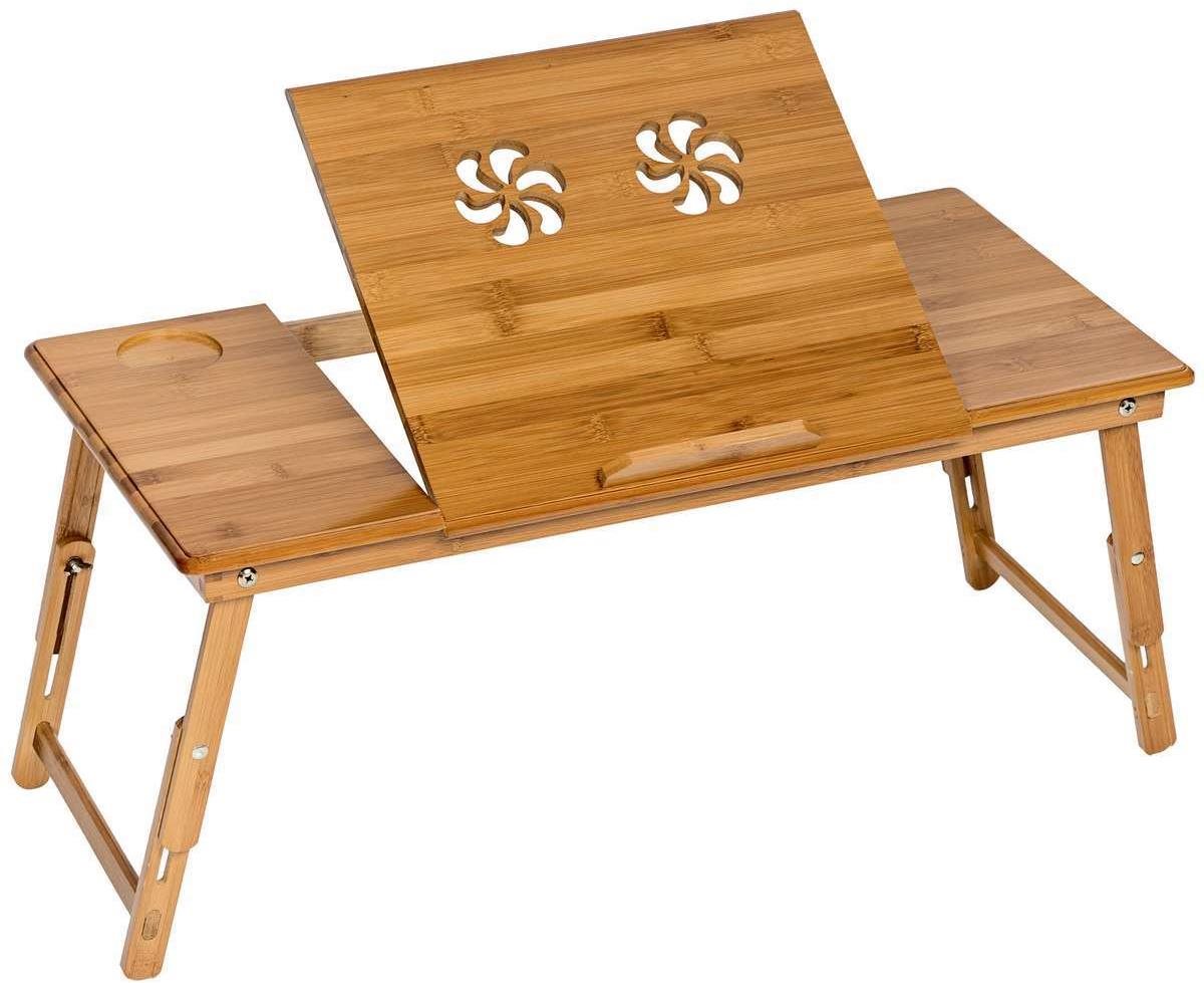 Stolek na notebook do postele 72×35×26cm skládací sklonitelný výškově stavitelný - hnědá