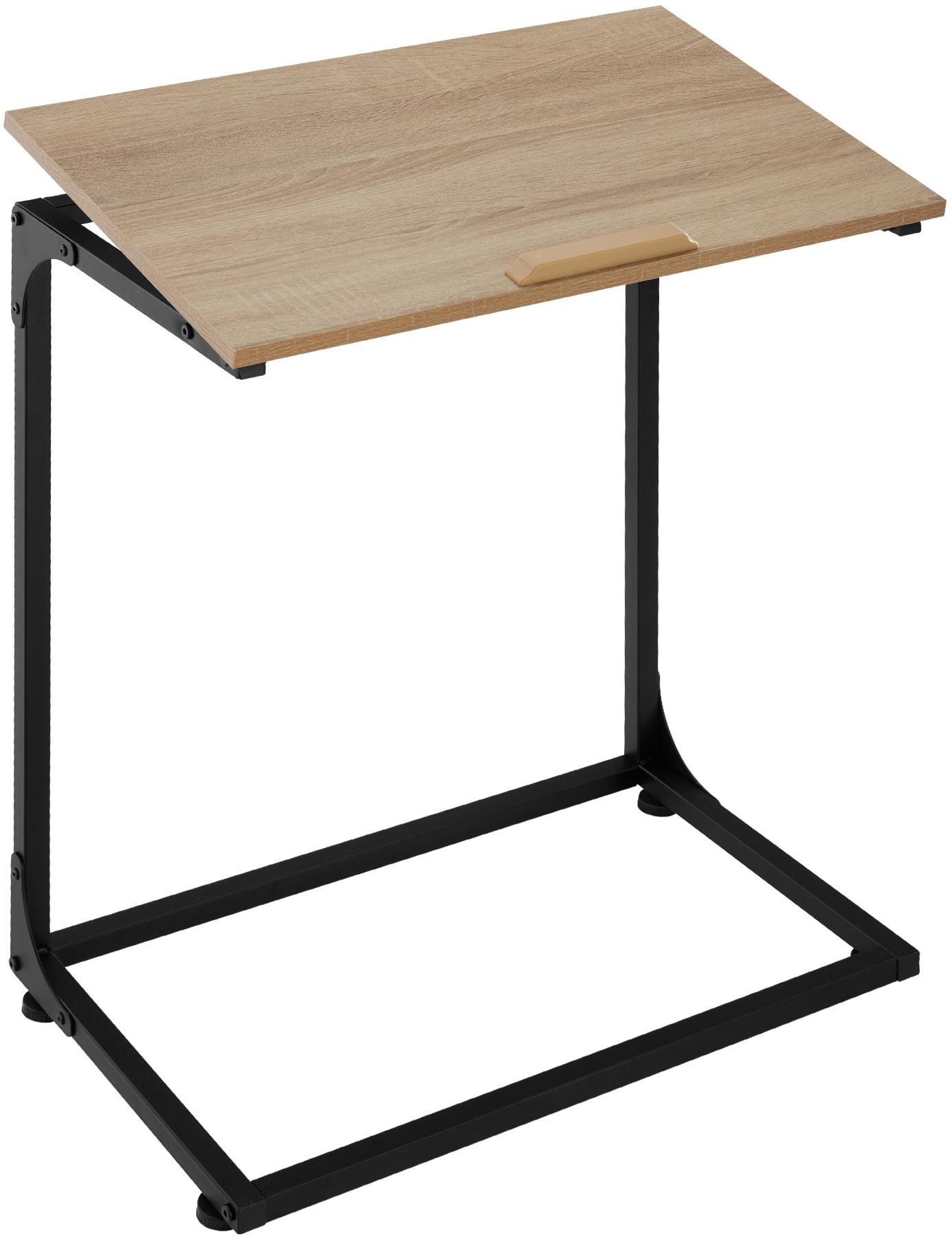 Tectake Odkládací stolek s naklápěcí deskou Ruston 55×35×66,5cm, Industrial světlé dřevo, dub Sonoma