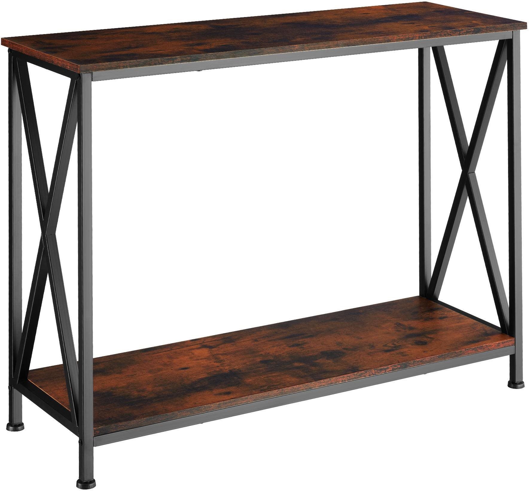 Tectake Konzolový stolek Tacoma 100×35×80,5cm, Industrial tmavé dřevo