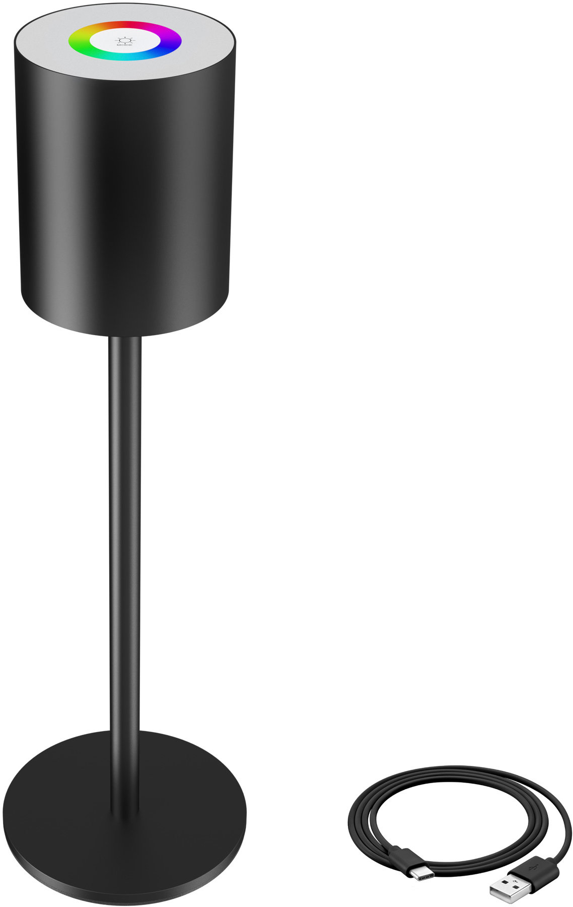 TecTake Retro stolní lampa Corly, LED, 7 světelných barev, stmívatelná, černá