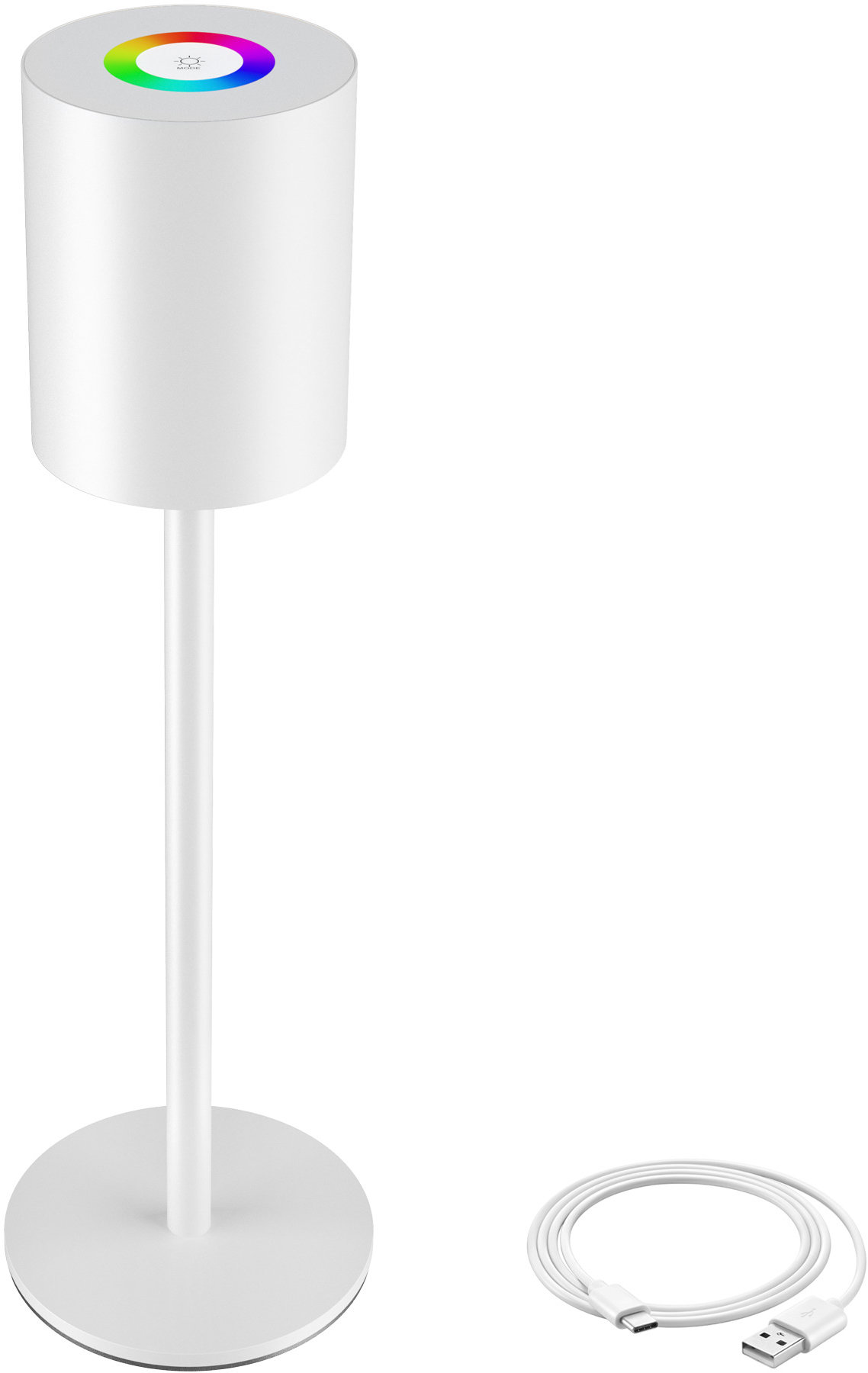 TecTake Retro stolní lampa Corly, LED, 7 světelných barev, stmívatelná, bílá