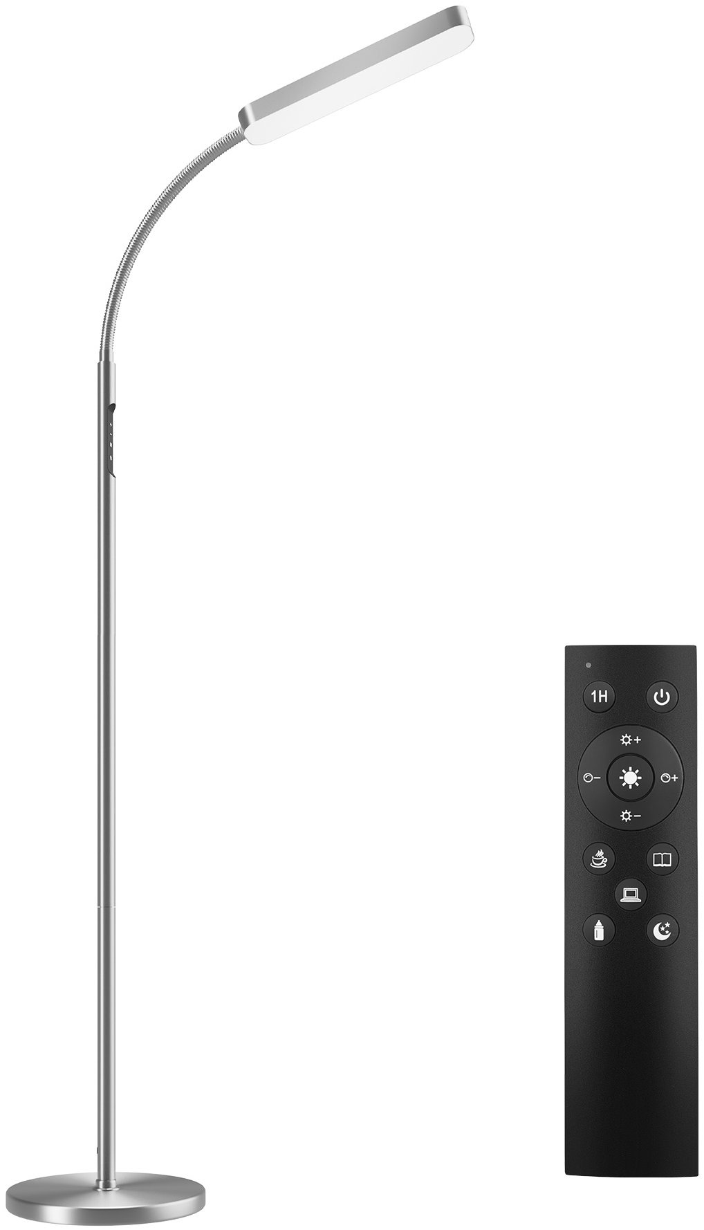 TecTake Stojací lampa Prisma LED, 5 světelných režimů, 12 W, stmívatelná, stříbrná