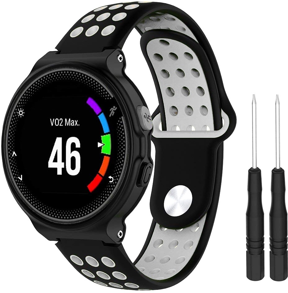 BStrap Silicone Sport na Garmin Forerunner 235, černý / světle šedý