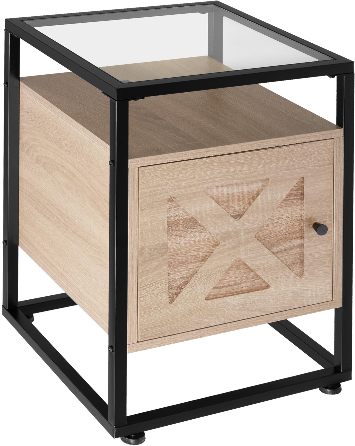 TecTake Noční stolek Kidderminster 40 × 43 × 60,5 cm - Industrial světlé dřevo, dub Sonoma