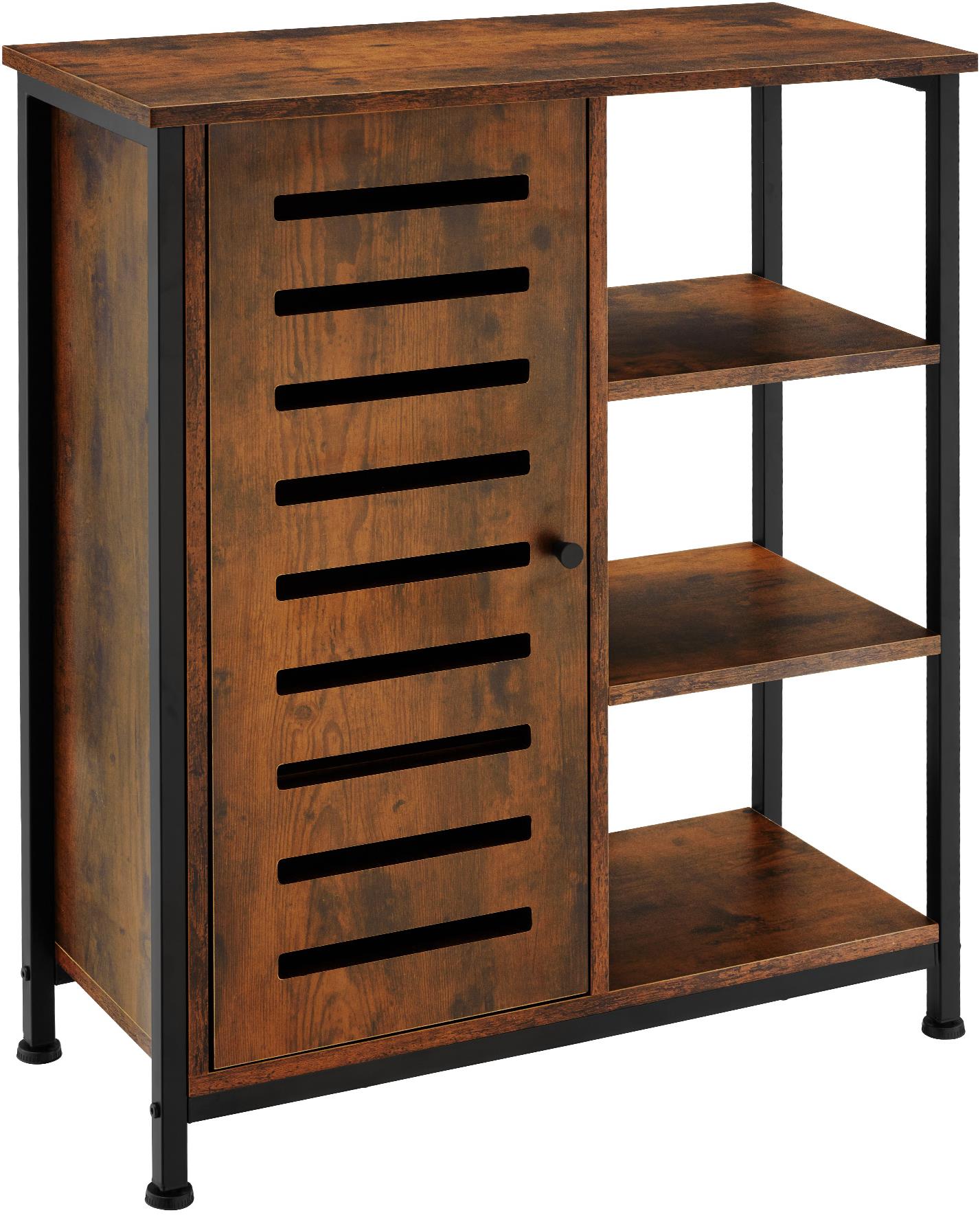 TecTake Komoda 71 × 32 × 82 cm - Industrial tmavé dřevo, pant dveří vlevo