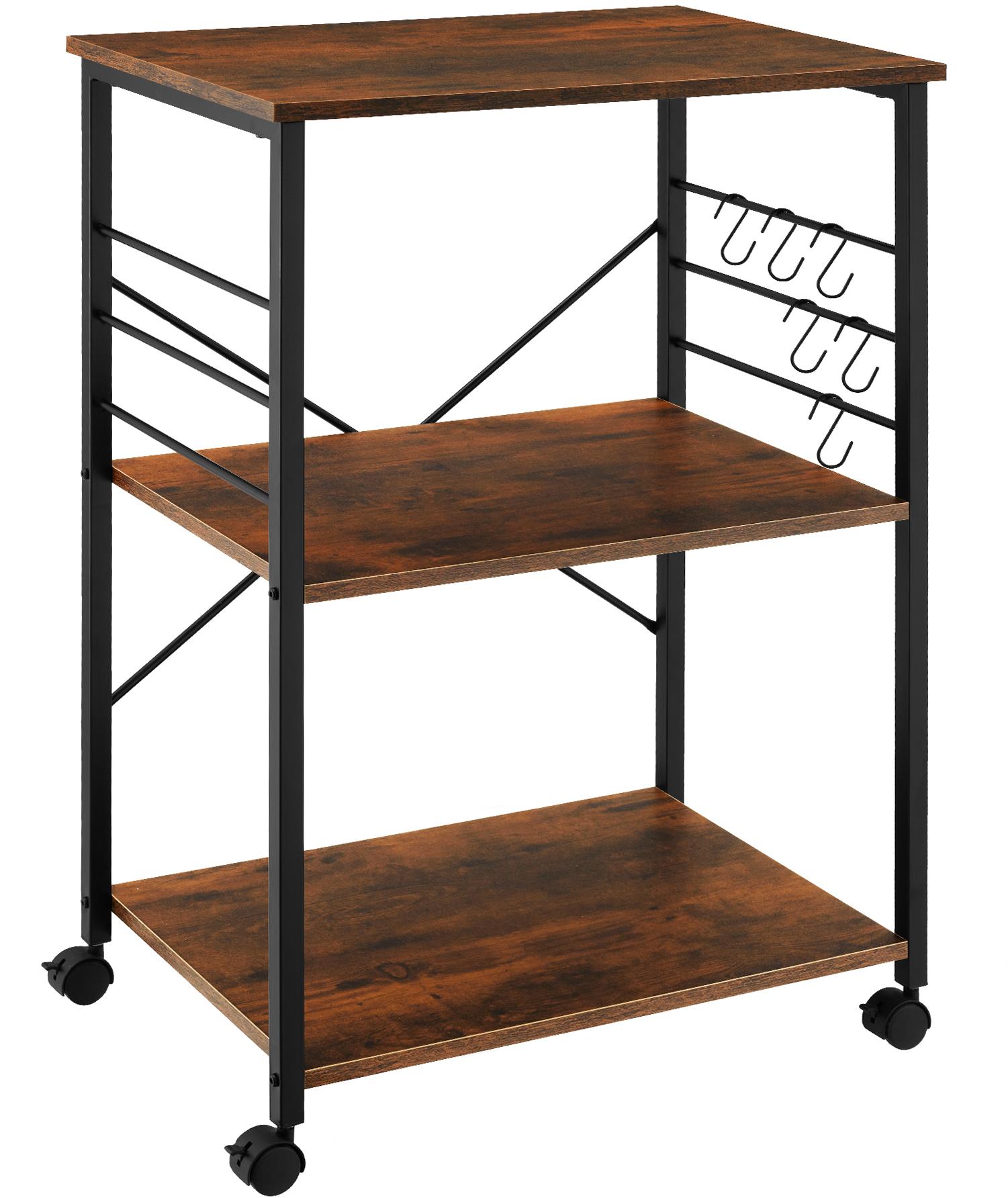 TecTake Servírovací vozík Rugby 65,5 × 45,5 × 88,5 cm - Industrial tmavé dřevo