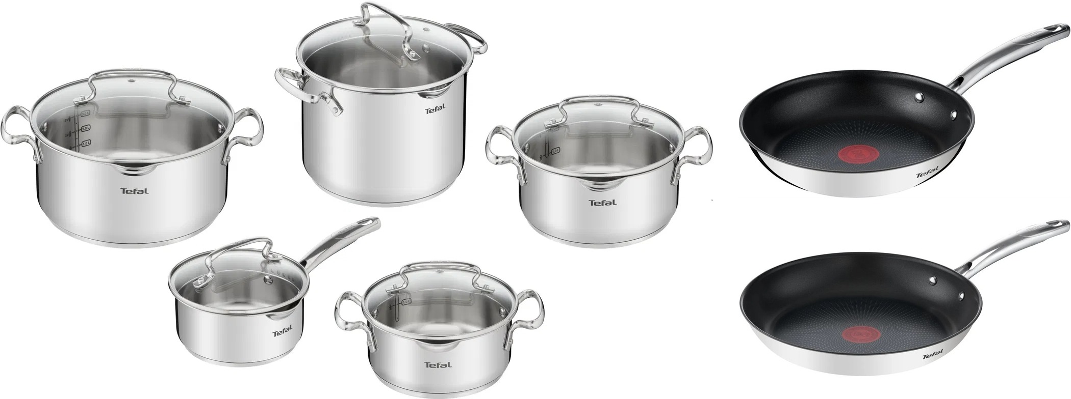 Tefal Sada nádobí 10 ks DUETTO+ a Tefal Pánev 24 cm, 28 cm