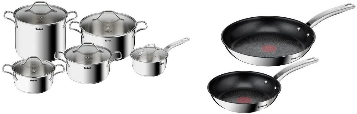 Tefal Sada nádobí 10 ks Intuition B864SA74 + Tefal Sada pánví 20, 26 cm Intuition B817S255