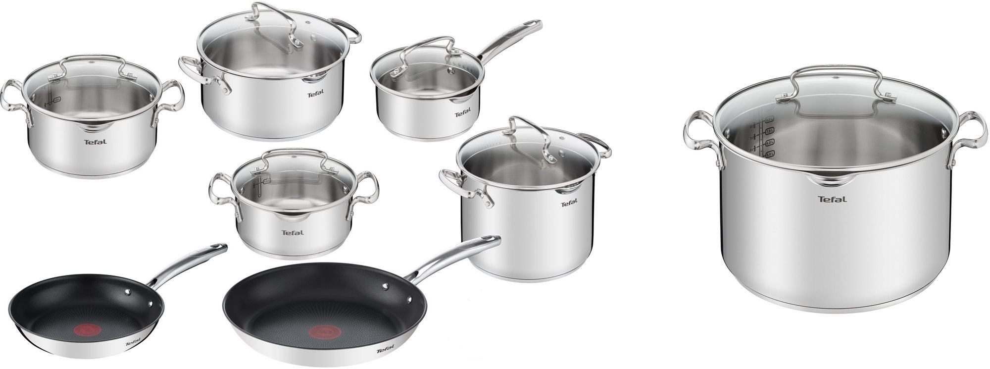 Tefal Sada nádobí 12 ks Duetto+ G732SC55 + Tefal Hrnec s poklicí 28cm Duetto+ G7196455