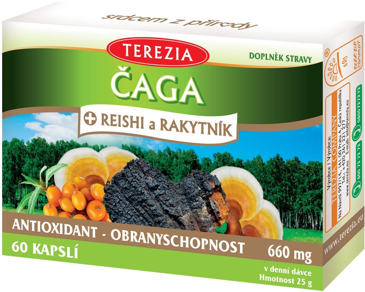 TEREZIA Čaga + reishi a rakytník 60 kapslí