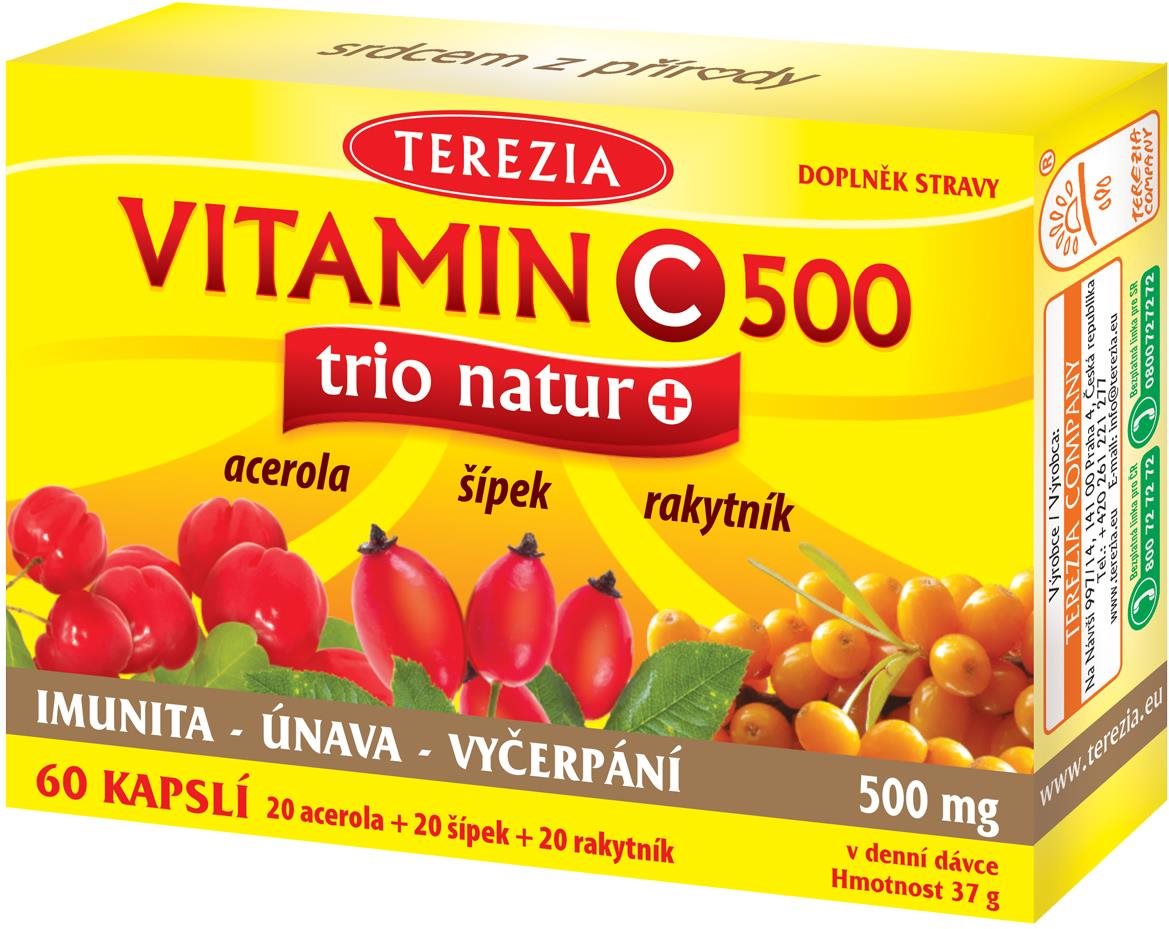 TEREZIA Vitamin C 500 mg Trio Natur + 60 kapslí
