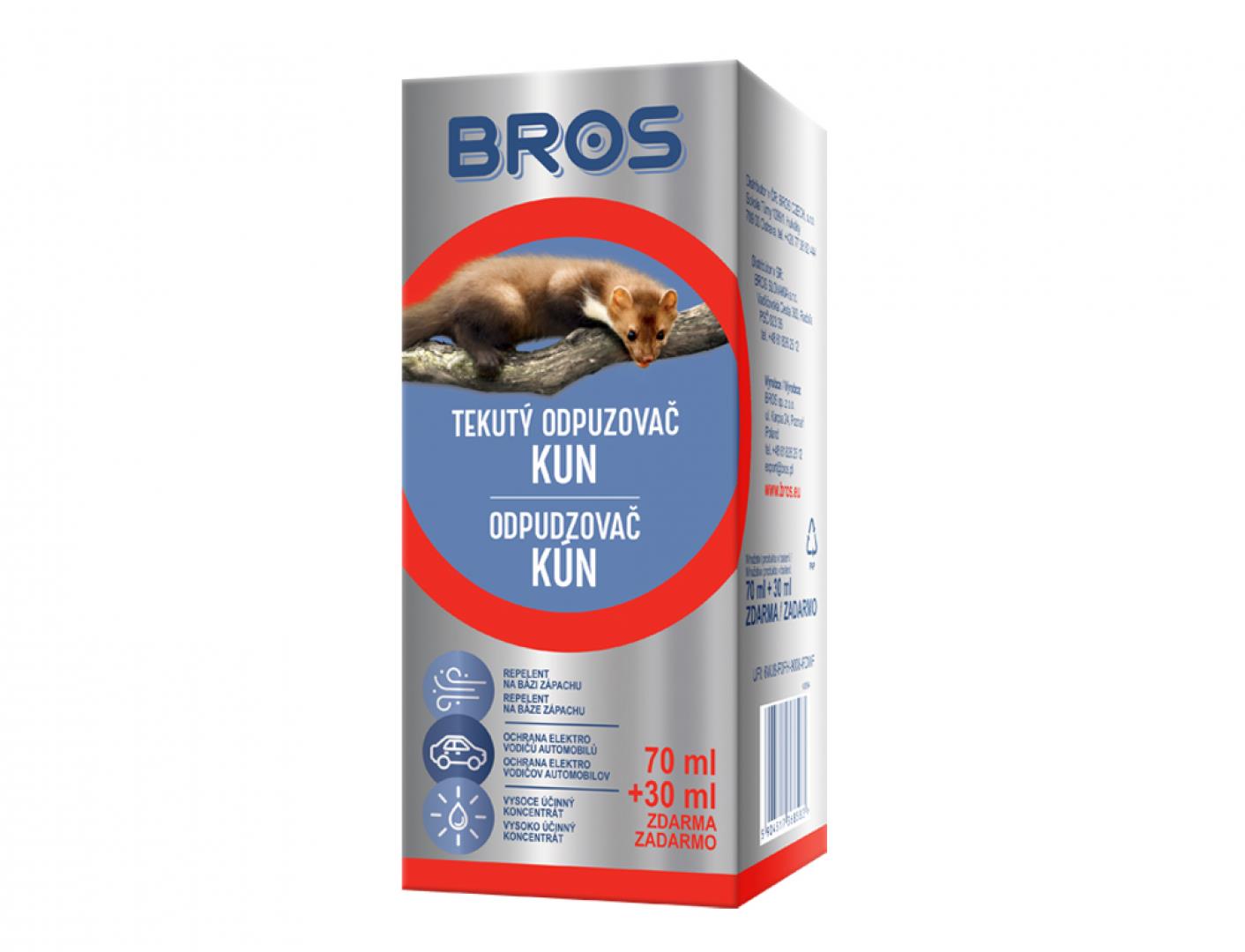 BROS Plašič - odpuzovač kun tekutý, 70 ml + 30 ml zdarma