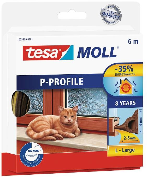 TESAMOLL Gumové těsnění, hnědé, P profil, 25m