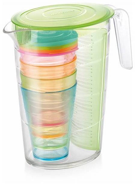 Džbán myDRINK 2,5 l, 4 poháry s víčkem, zelená